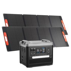 Portable Power Station, 2400W Portable Solar Generator with 2PCS * 200W Foldable Solar Panels