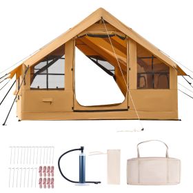 Inflatable Tents for Camping, 5-8 Person Easy Setup Blow up Tent with Hand Pump, Luxury Glamping Tent with 2 Skylights, Canopy