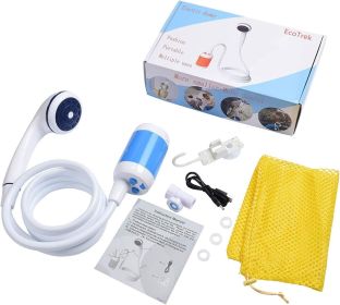 Portable Shower USB Shower Pump Rechargeable Battery Outdoor Shower for Trave Camping Camp Suitable Electric showerhead for Hiking Campsites (colro: Blue)